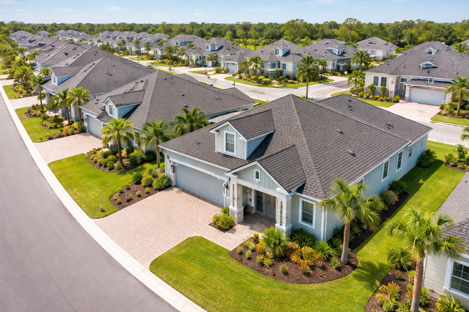 Florida home with new asphalt shingles roof